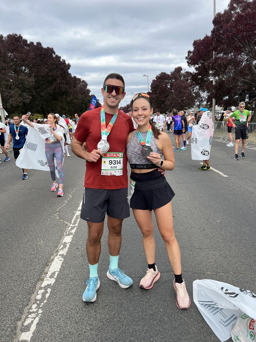 Alexis with Réka after her 31-minute PB, SPAR Budapest Marathon 2025